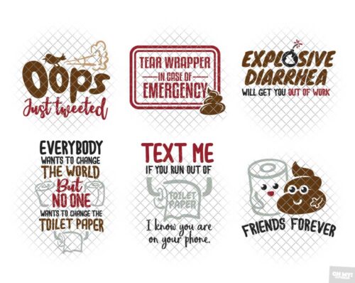 Toilet Paper Sayings SVG Quotes Vol. 1 in SVG/DXF/EPS/JPG/PNG