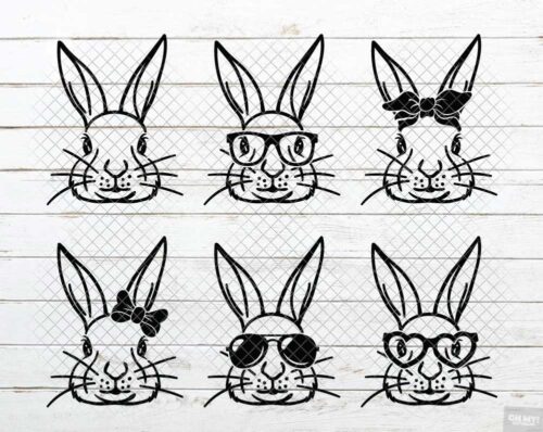 Bunny Face SVG & PNG Sublimation Easter Rabbit Face With Glasses ...